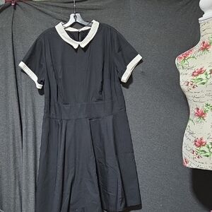 eShakti Black Dress with White Trim